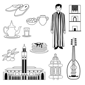 Morocco traditional symbols black and white vector