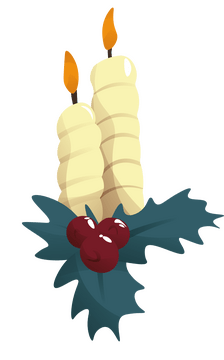 Christmas candle mistletoe clipart