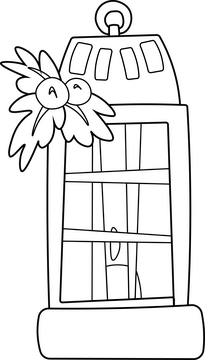 Christmas candle lamp black and white clipart