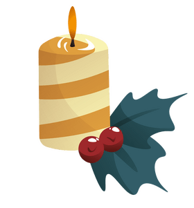 Christmas Candle with mistletoe clipart