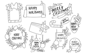 Christmas card set black and white vector
