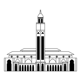 Hassan II Mosque black and white clipart