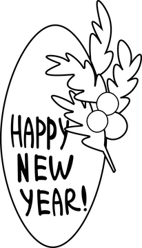 Christmas Card happy new year black and white clipart