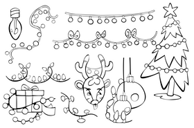 Christmas Lights set black and white vector