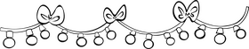 Christmas Lights with Bows black and white clipart