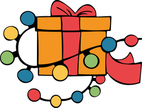 Christmas lights gift clipart