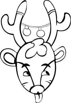 Christmas lights reindeer drawing black and white clipart