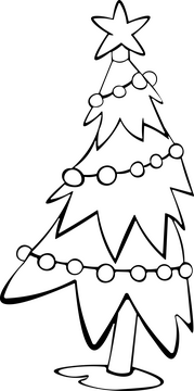 Christmas lights on a christmas tree black and white clipart