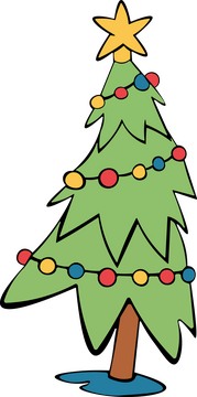 Christmas lights on a christmas tree clipart