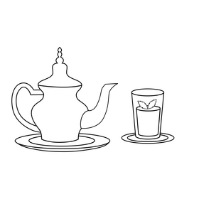 Moroccan mint tea black and white clipart