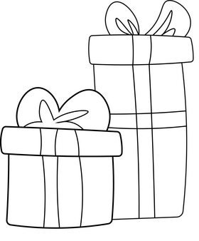 Christmas Presents drawing black and white clipart