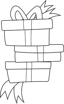 Christmas gifts drawing black and white clipart