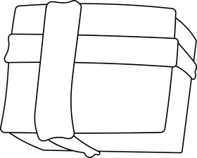 Christmas present box black and white clipart