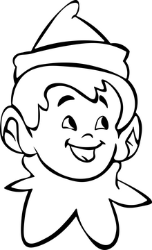 Elf on the shelf smiling black and white clipart