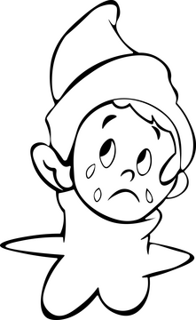 Elf on the shelf crying black and white clipart