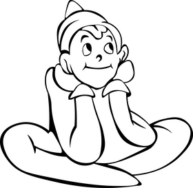 Christmas Elf on the shelf drawing black and white clipart