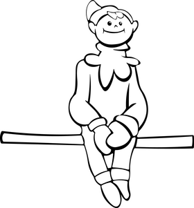 Elf on the Shelf black and white clipart