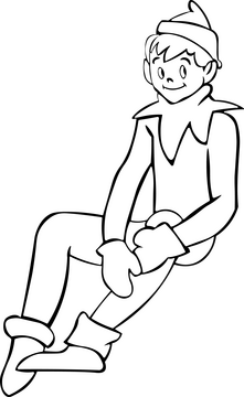 Christmas Elf on the shelf black and white clipart