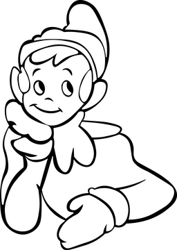 Christmas Elf on the Shelf drawing black and white clipart