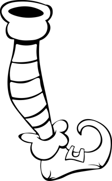 Elf Shoe Tights red white black and white clipart