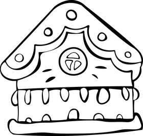 Gingerbread House black and white clipart