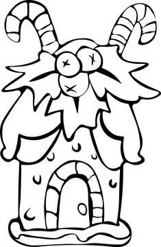 Gingerbread House mistletoe black and white clipart