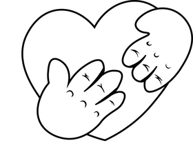 Heart hug black and white clipart