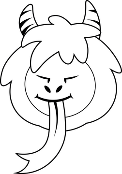 Krampus Head black and white clipart