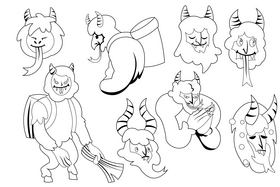 Krampus set black and white vector