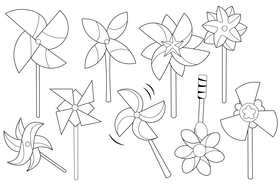 Pinwheel set black and white vector