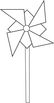 Pinwheel cartoon drawing black and white clipart