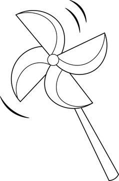 Cute pinwheel black and white clipart