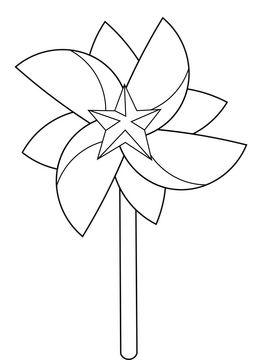 Windmill pinwheel black and white clipart