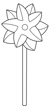 Pinwheel flower black and white clipart