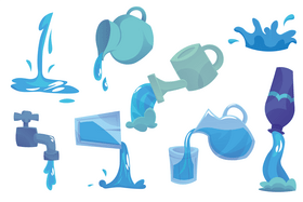 Pouring Water clipart set vector