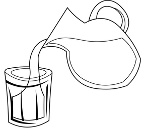 Pouring Water glass jug black and white clipart