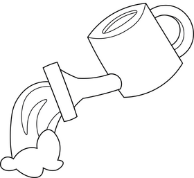 Pouring Water cartoon black and white clipart