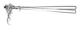 Chopsticks drawing black and white clipart