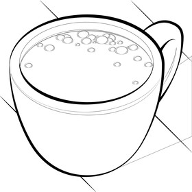 Coffee cup drawing black and white vector