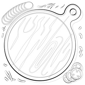 Chopping board drawing black and white vector