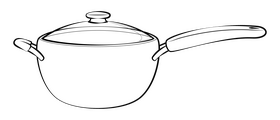 Cooking pot drawing black and white clipart