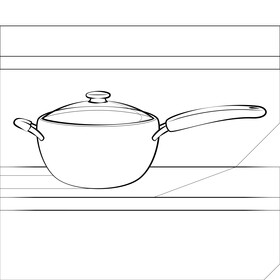 Cooking pot drawing black and white vector