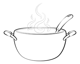 Cooking pot drawing black and white clipart