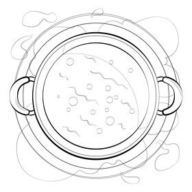 Cooking pot black and white vector