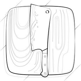 Cleaver knife drawing black and white vector