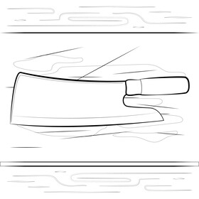 Cleaver knife drawing black and white vector