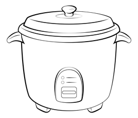 Rice cooker drawing black and white clipart
