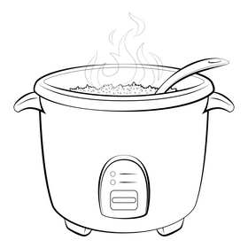 Rice cooker drawing black and white clipart