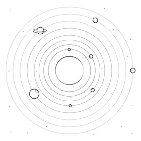 Solar system black and white vector