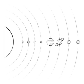 Solar system drawing black and white clipart